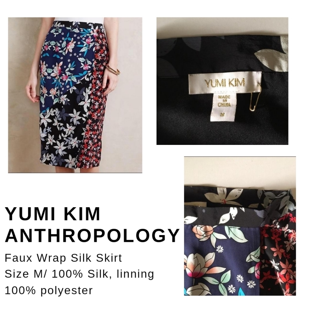 ANTHROPOLOGY Yim Kim Faux Wrap Silk Skirt